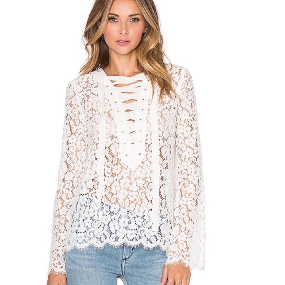 Gorg Endless Rose Lace Up blouse off white size large like new